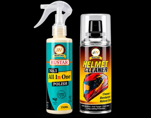 RUSTAR Motorcycle Care Combo - All In One Polish 250ml + Helmet Cleaner